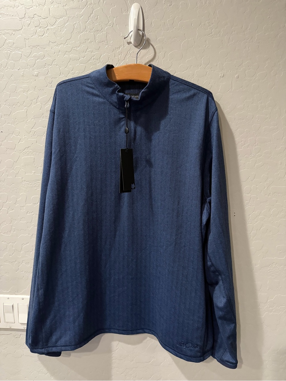 NWT Greyson Navy Herringbone Tate Golf Pullover 2XL Bin 1